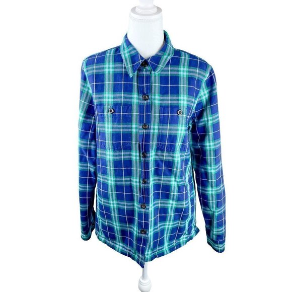 LLBean Plaid Shirt Jacket Prima Loft Quilted Button Down Long Sleeve Shacket S - Picture 1 of 13